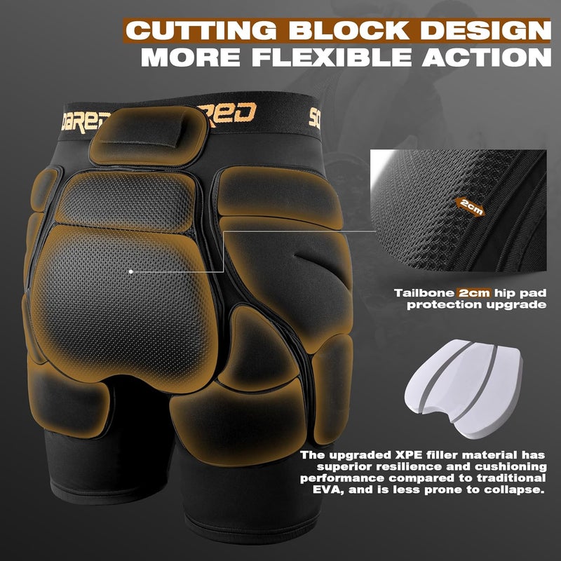 SOARED 3D Protection Hip Butt XPE Padded Shorts for ski, ice Skating, Snowboarding, Skateboard for Men Women - Image 2